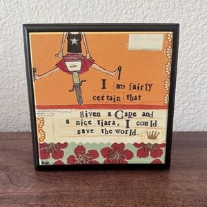 Curly Girl Design Square Wall Art “Cape and Tiara” Quote Decor